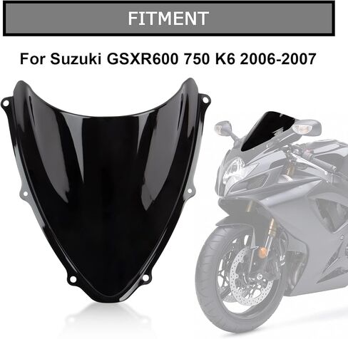 الزجاج الأمامي، فقاعة مزدوجة للزجاج الأمامي PSLER لـ GSXR600 750 K6 2006-2007، أسود in Kuwait