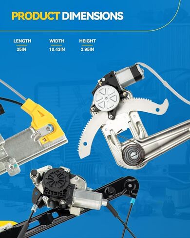 منظم نوافذ الطاقة الأمامي الأيسر من PHILTOP ومجموعة المحرك المتوافقة مع 2005-2021 Frontier/Xterra (مع موصل 2 دبوس) يستبدل 741-348 in Kuwait