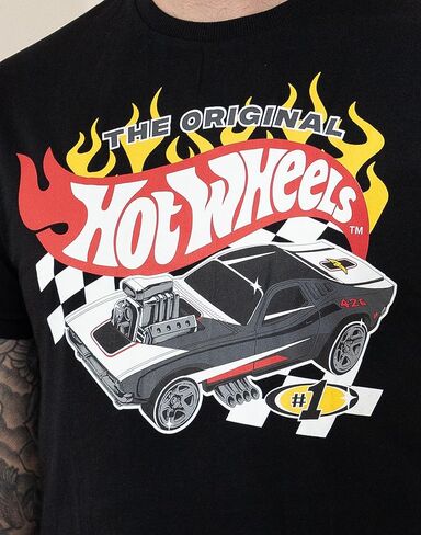 Hot Wheels Mens Pajama Set | Adults Race Car Graphic Short Sleeve Top & Long Leg PJ Bottoms in Black & Grey in Saudi Arabia