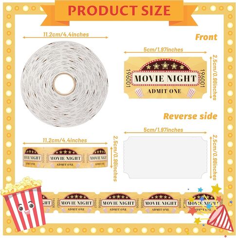 Movie Tickets Single Roll Raffle Tickets for Events, Classroom or School Carnivals, Family Games, Door Prizes (1000 Pcs) in Saudi Arabia