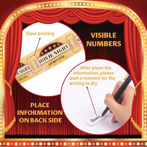 Movie Tickets Single Roll Raffle Tickets for Events, Classroom or School Carnivals, Family Games, Door Prizes (1000 Pcs) in Saudi Arabia