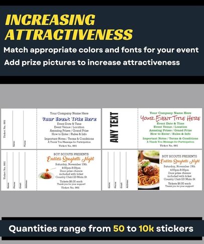 Custom Raffle Tickets with Logo 30-5000 pcs- Fundraiser, Raffles, 50/50, Auction, Giveaways, Contest Tickets with Tearaway Stubs - 2.25" x 5.5",Blue,Red,Orange,Green in Saudi Arabia