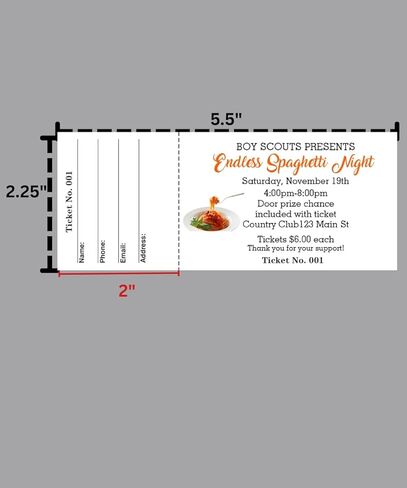 Custom Raffle Tickets with Logo 30-5000 pcs- Fundraiser, Raffles, 50/50, Auction, Giveaways, Contest Tickets with Tearaway Stubs - 2.25" x 5.5",Blue,Red,Orange,Green in Saudi Arabia