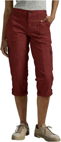 Womens Cargo Capri Pants with Pockets Button Cropped Pant Casual Summer Straight Leg Knee Length Long Bermuda Capris in Saudi Arabia