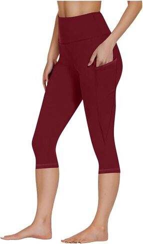 Women's High Waisted Yoga Capris with Pockets, Tummy Control Non See Through Athletic Workout Running Capri Leggings in Saudi Arabia