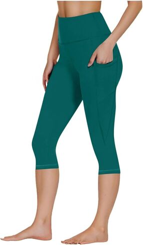 Women's High Waisted Yoga Capris with Pockets, Tummy Control Non See Through Athletic Workout Running Capri Leggings in Saudi Arabia