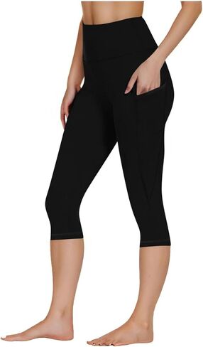Women's High Waisted Yoga Capris with Pockets, Tummy Control Non See Through Athletic Workout Running Capri Leggings in Saudi Arabia