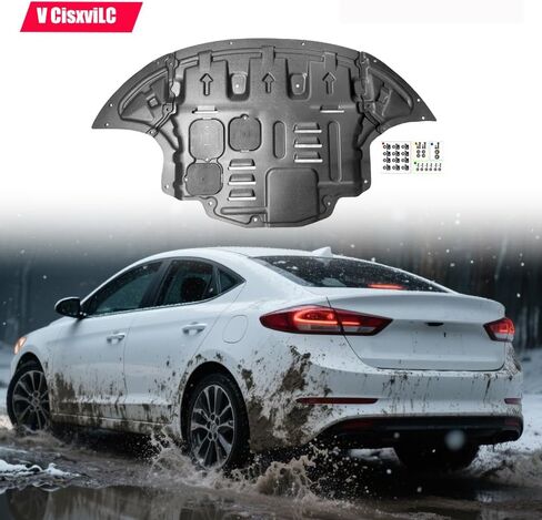 Front Engine Splash Shield Fit for Hyundai Elantra 2017 2018 2019 2020 Skid Plate Suitable for Elantra Engine Guard Cover Mud Flaps Directly Replace Original One Black in Saudi Arabia