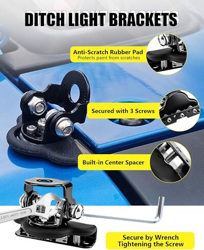 LED Light Bar Mounting Brackets, Universal Iron No-Drill Adjustable Ditch Light Mounts for SUV Truck Off Road Pod Light Clamp, 2PCS in Saudi Arabia