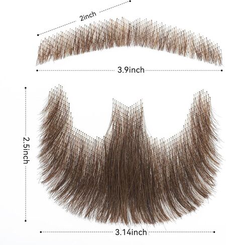 Fake Goatee Beard, Mustache, Full Hand Tied Human Hair, Realistic Fake Facial Hair for Men, Costume Beard Set for Disguise, Cosplay, Halloween, Party, Brown in Saudi Arabia