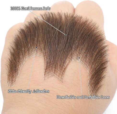 Fake Goatee Beard, Mustache, Full Hand Tied Human Hair, Realistic Fake Facial Hair for Men, Costume Beard Set for Disguise, Cosplay, Halloween, Party, Brown in Saudi Arabia