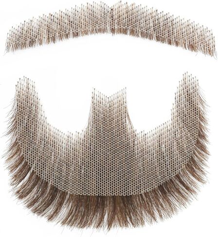 Fake Goatee Beard, Mustache, Full Hand Tied Human Hair, Realistic Fake Facial Hair for Men, Costume Beard Set for Disguise, Cosplay, Halloween, Party, Brown in Saudi Arabia