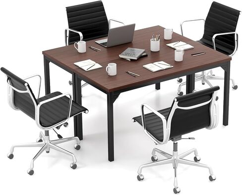COSTWAY 4.5FT Conference Table Set of 2, 55" x 24" Large Meeting Room Table W/Heavy Duty Steel Frame, Modern Computer Desk for Home, Office, Conference Room, Easy Assembly (2) in Saudi Arabia