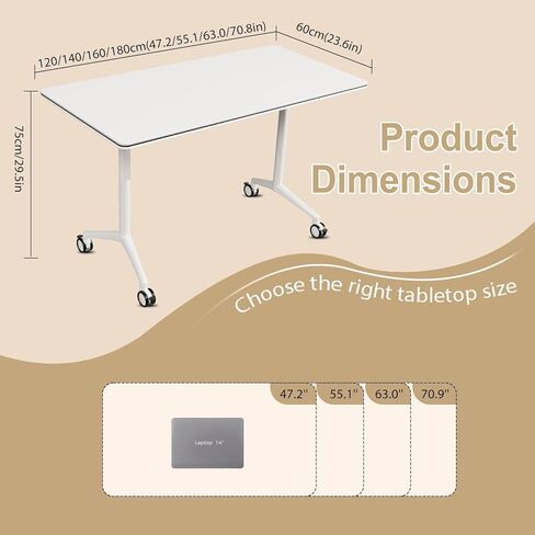 Modular Foldable Conference Table, 2 Pack 70.8" Mobile Meeting Tables Flip Top Training Table Rectangular Folding Conference Room Tables on Wheels for Office, Classroom(White) in Saudi Arabia
