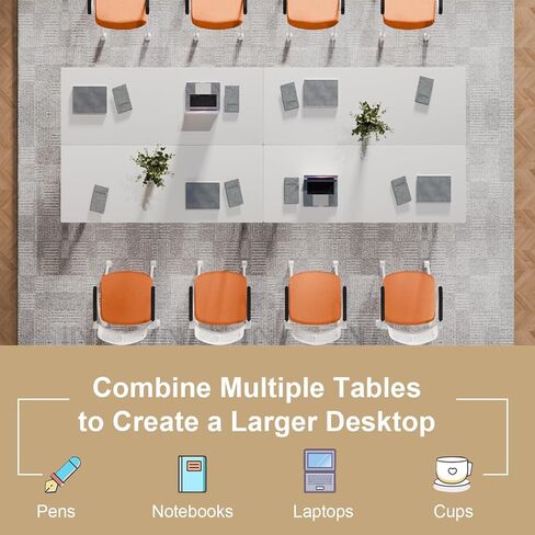 Modular Foldable Conference Table, 2 Pack 70.8" Mobile Meeting Tables Flip Top Training Table Rectangular Folding Conference Room Tables on Wheels for Office, Classroom(White) in Saudi Arabia