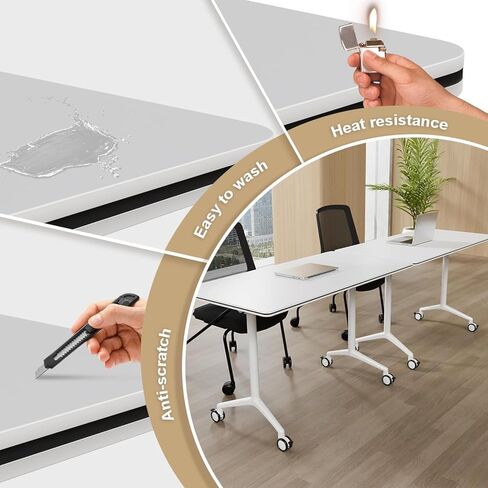 Modular Foldable Conference Table, 2 Pack 70.8" Mobile Meeting Tables Flip Top Training Table Rectangular Folding Conference Room Tables on Wheels for Office, Classroom(White) in Saudi Arabia