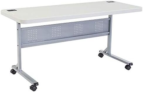 Global Industrial Blow Molded Folding Training Table, White, 60" L x 24" W x 29-1/2"H, Mobile Folding Conference Room Table, Dual Grommet Cable Management Holes in Saudi Arabia