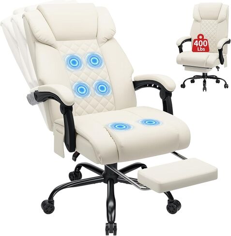 كرسي مكتب للتدليك بوزن 400 رطل من HOFFREE مع كرسي مكتب تنفيذي مريح باهتزاز 6 نقاط مع مسند للقدمين وكراسي مكتب كمبيوتر عالية الظهر باللون الأسود in Kuwait