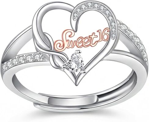 Sweet 16 Rings 925 Sterling Silver Sweet 16th Birthday Rings Infinity Heart Sixteen Birthday Jewelry Gifts for Women in Saudi Arabia