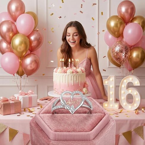 Sweet 16 Rings 925 Sterling Silver Sweet 16th Birthday Rings Infinity Heart Sixteen Birthday Jewelry Gifts for Women in Saudi Arabia