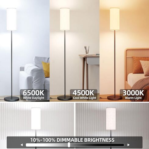 مصابيح أرضية LED من Keepsmile لغرفة المعيشة، مصباح أرضي قابل للتعتيم مع جهاز تحكم عن بعد، مصباح طويل مخصص لغرفة النوم مع لمبة LED 12 وات، ضوء عمود مع مفتاح ظل المصباح للقدم، مصابيح قائمة حديثة لتناول الطعام في المكتب in Kuwait