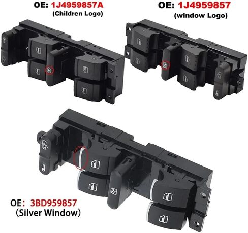مفتاح التحكم في نافذة الطاقة باللون الأحمر 9pin متوافق مع Volkswagen Bora Jetta VW Golf MK4 Passat B5 Seat Leon Toledo 1J4959857 3BD959857 (مجموعة النافذة) in Kuwait