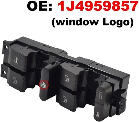 مفتاح التحكم في نافذة الطاقة باللون الأحمر 9pin متوافق مع Volkswagen Bora Jetta VW Golf MK4 Passat B5 Seat Leon Toledo 1J4959857 3BD959857 (مجموعة النافذة) in Kuwait