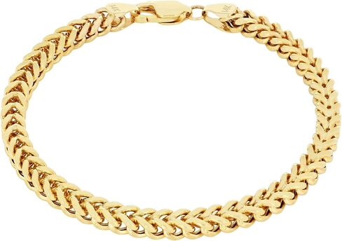 Nuragold 14K Real Yellow Gold Franco Square Chain Wheat Bracelet 7"-9" (1.5mm-5mm) Italian Jewelry for Men & Women in Saudi Arabia