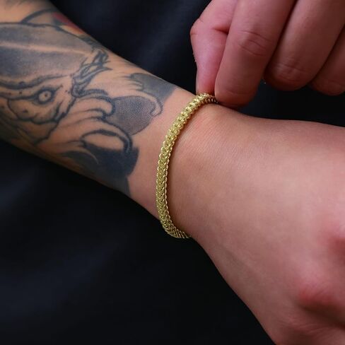 Nuragold 14K Real Yellow Gold Franco Square Chain Wheat Bracelet 7"-9" (1.5mm-5mm) Italian Jewelry for Men & Women in Saudi Arabia
