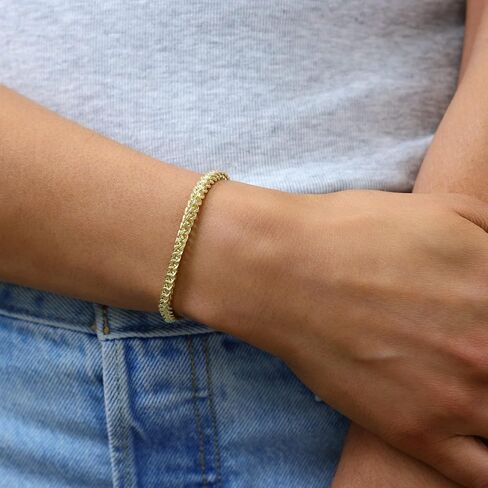 Nuragold 14K Real Yellow Gold Franco Square Chain Wheat Bracelet 7"-9" (1.5mm-5mm) Italian Jewelry for Men & Women in Saudi Arabia