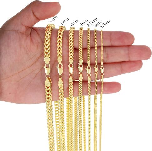 Nuragold 14K Real Yellow Gold Franco Square Chain Wheat Bracelet 7"-9" (1.5mm-5mm) Italian Jewelry for Men & Women in Saudi Arabia