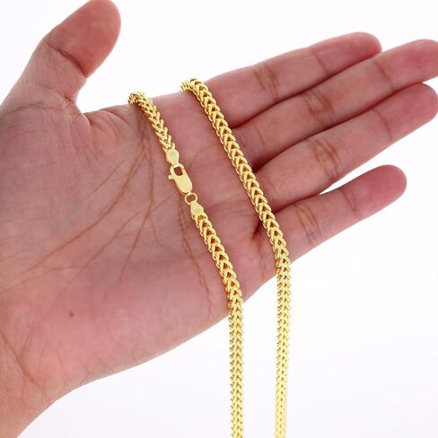 Nuragold 14K Real Yellow Gold Franco Square Chain Wheat Bracelet 7"-9" (1.5mm-5mm) Italian Jewelry for Men & Women in Saudi Arabia