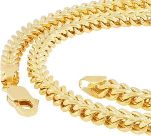 Nuragold 14K Real Yellow Gold Franco Square Chain Wheat Bracelet 7"-9" (1.5mm-5mm) Italian Jewelry for Men & Women in Saudi Arabia