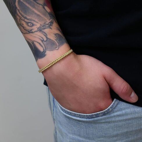 Nuragold 14K Real Yellow Gold Franco Square Chain Wheat Bracelet 7"-9" (1.5mm-5mm) Italian Jewelry for Men & Women in Saudi Arabia