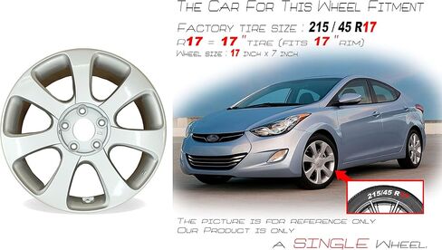 عجلة تصميم Hyundai Elantra OEM مقاس 17 بوصة 17 × 7 2011-2013 حافة بديلة فضية واحدة in Saudi Arabia