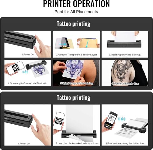 2026 New 2 in 1 Tattoo Stencil & Document Printer, Wireless Bluetooth Thermal Printer - HD Fast Transfer, Portable Easy-to-Use for Tattoo Artists/Shops, Travel, Home, Office - Black in Saudi Arabia