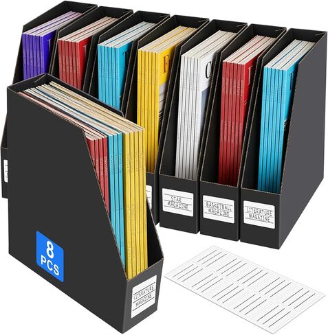 YOTINO Black Magazine Holder, 5 Pack Cardboard Magazine File Holders, Vertical Desktop File Holder Organizer, Sturdy Magazine Rack for Office, Home and Classroom in Saudi Arabia