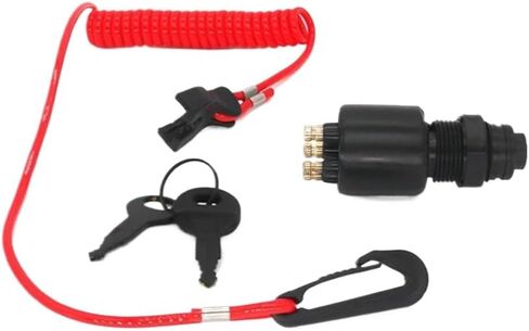 Ignition Switch Key and Lanyard Lock Assembly 175974 5005801 Compatible with OMC BRP 1996-Up Boat in Kuwait