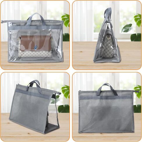 12 Pcak Dust Bags for Handbags with Handles and 12 Metal Hooks, 4 Different Sizes Clear Hanging Purse Organizer for Closet, Dustbags Handbag Storage in Saudi Arabia