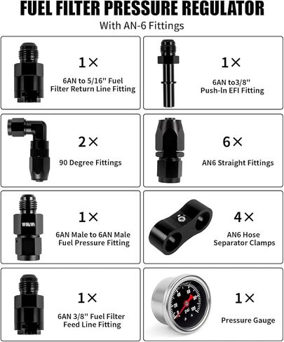 خط الوقود CNARQR 6AN و58PSI LS منظم فلتر الوقود ومقياس ضغط الزيت 100PSI Kit LS Swap EFI تركيب خط خرطوم حقن الوقود 6AN CPE خرطوم مضفر طقم تركيب خط الوقود 20 قدم in Saudi Arabia
