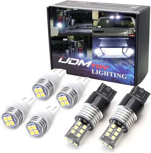 iJDMTOY مجموعة كاملة من 6 قطع من لوحة ترخيص LED بيضاء زينون فائقة السطوع، مجموعة احتياطية وأضواء شحن عالية التركيب متوافقة مع 2014-2021 Toyota Tundra in Saudi Arabia