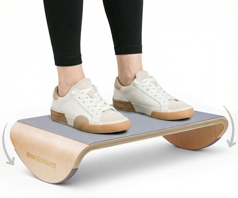 مسند قدم خشبي تحت المكتب، مسند قدم هزاز مريح مع قاعدة خشبية صلبة منحنية بالكامل، مسند قدم مكتب الجلوس النشط للمكتب والمنزل، بدون تجميع in Kuwait