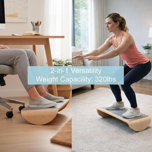 مسند قدم خشبي تحت المكتب، مسند قدم هزاز مريح مع قاعدة خشبية صلبة منحنية بالكامل، مسند قدم مكتب الجلوس النشط للمكتب والمنزل، بدون تجميع in Kuwait