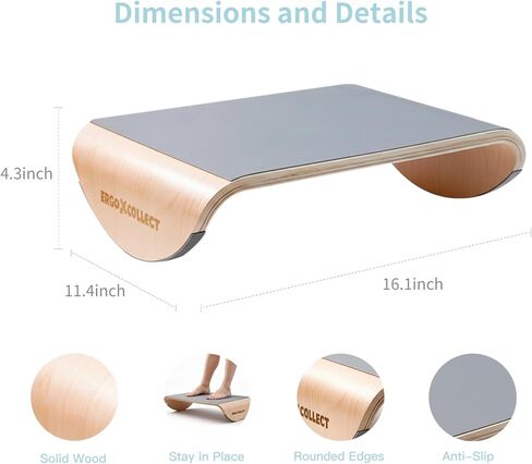 مسند قدم خشبي تحت المكتب، مسند قدم هزاز مريح مع قاعدة خشبية صلبة منحنية بالكامل، مسند قدم مكتب الجلوس النشط للمكتب والمنزل، بدون تجميع in Kuwait