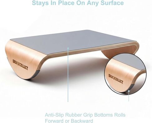 مسند قدم خشبي تحت المكتب، مسند قدم هزاز مريح مع قاعدة خشبية صلبة منحنية بالكامل، مسند قدم مكتب الجلوس النشط للمكتب والمنزل، بدون تجميع in Kuwait