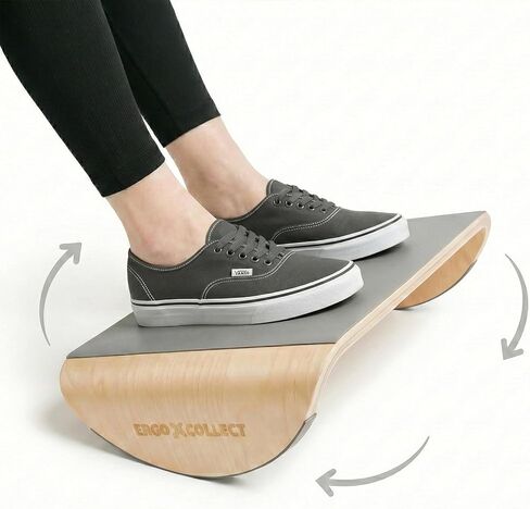 مسند قدم خشبي تحت المكتب، مسند قدم هزاز مريح مع قاعدة خشبية صلبة منحنية بالكامل، مسند قدم مكتب الجلوس النشط للمكتب والمنزل، بدون تجميع in Kuwait