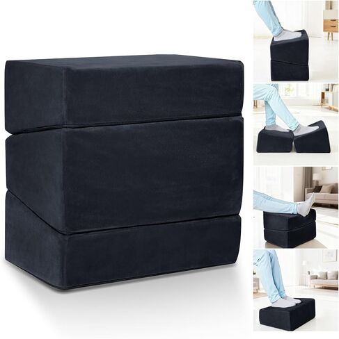 3-Level Adjustable Foot Rest for Under Desk at Work, Ergonomic High-Density Foam Footstool with Crystal Velvet Washable Cover for Office/Home/Game (Gray, 17x11.2x17 Inch) in Saudi Arabia