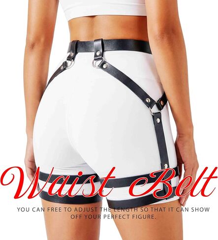 TWINKLEDE Black Leather Belt Leg Thigh Rave Body Chain Accessories for Women in Saudi Arabia