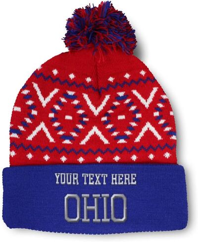 Speedy Pros Pom Pom Beanies for Women Ohio State USA America A Embroidery Skull Cap Winter Hats for Men Acrylic 1 Size in Saudi Arabia