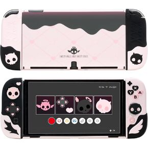 حافظة واقية من GeekShare لجهاز Switch 2017، حافظة نحيفة مضادة للخدش متوافقة مع Nintendo Switch، هيكل من السيليكون الناعم القابل للفصل مع غطاءين لمقبض الإبهام - جمجمة على شكل قلب in Kuwait